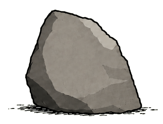 A hand-drawn boulder, the one and only rock